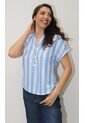 Blusa Para Mujer Manga Corta Azul Marca L&H Ref. 1F412668 de L&H