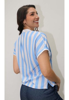 Blusa Para Mujer Manga Corta Azul Marca L&H Ref. 1F412668