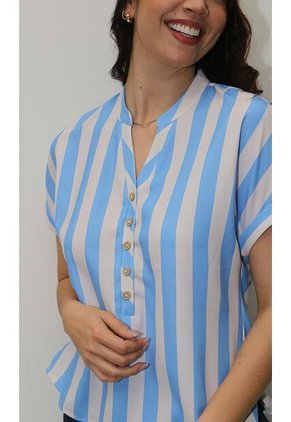 Blusa Para Mujer Manga Corta Azul Marca L&H Ref. 1F412668