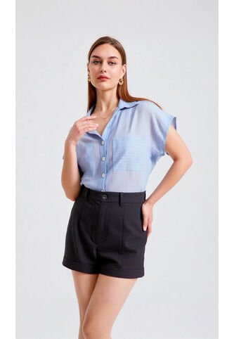 Blusa Para Mujer Manga Corta Azul Marca L&H Ref. 1F412688 L&H