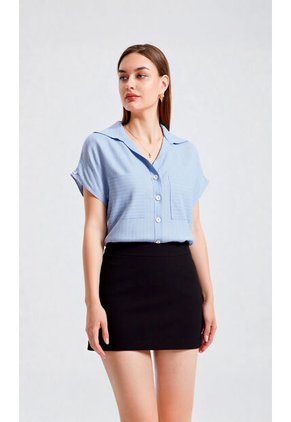 Blusa Para Mujer Manga Corta Azul Marca L&H Ref. 1F412688