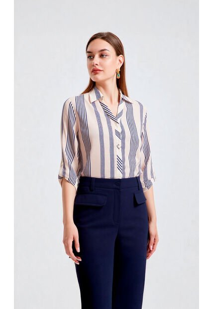 Blusa Para Mujer Manga 3/4 Azul Marca L&H Ref. 5P412237