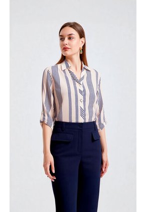 Blusa Para Mujer Manga 3/4 Azul Marca L&H Ref. 5P412237