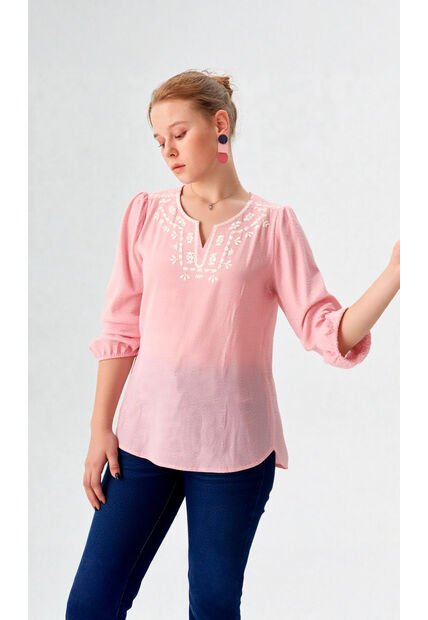 Blusa Para Mujer Manga 3/4 Rosado Marca L&H Ref. 1F412694