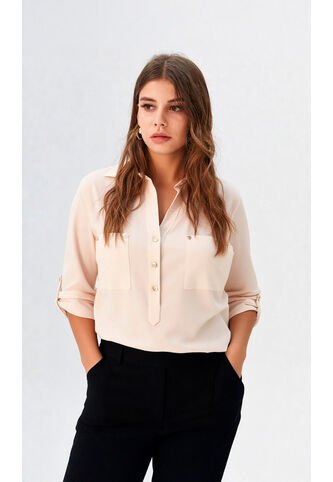 Blusa Para Mujer Manga 3/4 Beige Marca L&H Ref. 1F412344 L&H