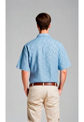 Camisa Para Hombre Manga Corta Azul Marca L&H Ref. 7Y101233