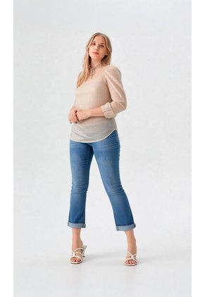 Blusa Para Mujer Manga 3/4 Beige Marca L&H Ref. 5P412251