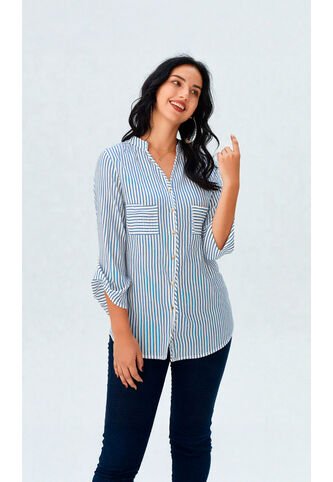 Blusa Para Mujer Manga 3/4 Azul Marca L&H Ref. 5P412242 L&H