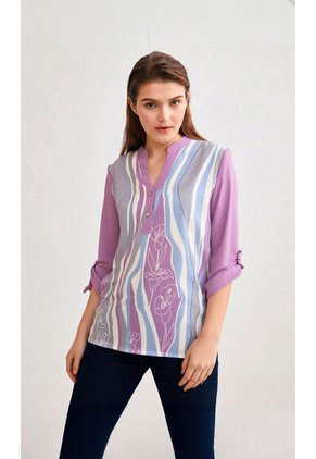 Blusa Para Mujer Manga 3/4 Azul Marca L&H Ref. 1F412682