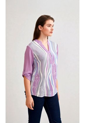 Blusa Para Mujer Manga 3/4 Azul Marca L&H Ref. 1F412682