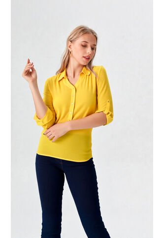 Blusa Para Mujer Manga 3/4 Amarillo Marca L&H Ref. 1F412457 L&H
