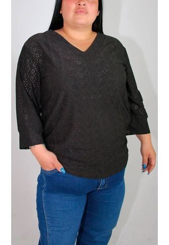 Camiseta Para Mujer. Manga 3/4 Negro Marca L&H L&H