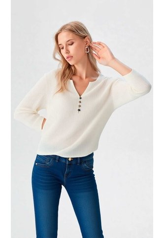 Blusa Para Mujer Manga 3/4 Blanco Marca L&H Ref. 5P412273 L&H