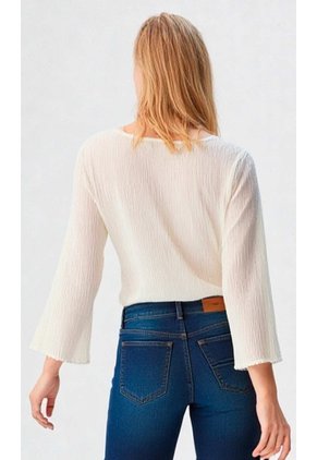 Blusa Para Mujer Manga 3/4 Blanco Marca L&H Ref. 5P412273