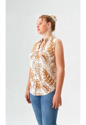 Blusa Para Mujer Manga Sisa Taupe Marca L&H Ref. 5P412247