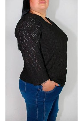 Camiseta Para Mujer. Manga 3/4 Negro Marca L&H