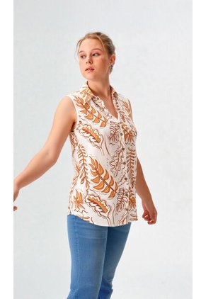 Blusa Para Mujer Manga Sisa Taupe Marca L&H Ref. 5P412247