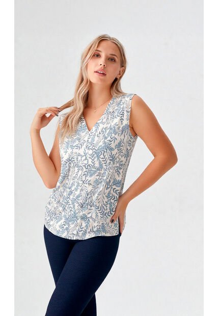 Blusa Para Mujer Manga Sisa Azul Marca L&H Ref. 5P412244