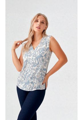 Blusa Para Mujer Manga Sisa Azul Marca L&H Ref. 5P412244