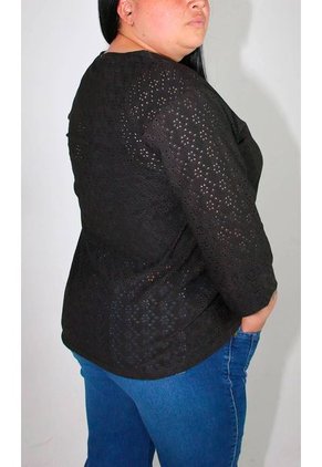 Camiseta Para Mujer. Manga 3/4 Negro Marca L&H