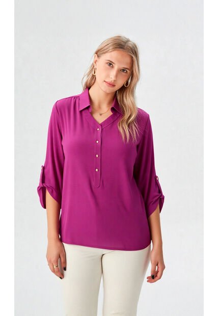 Blusa Para Mujer Manga 3/4 Morado Marca L&H Ref. 1F412457