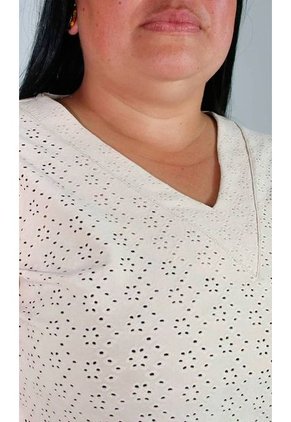 Camiseta Para Mujer. Manga 3/4 Beige Marca L&H