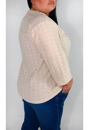 Camiseta Para Mujer. Manga 3/4 Beige Marca L&H