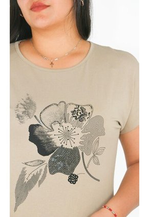 Camiseta Para Mujer Manga Corta Beige Marca L&H Ref. 5G409243