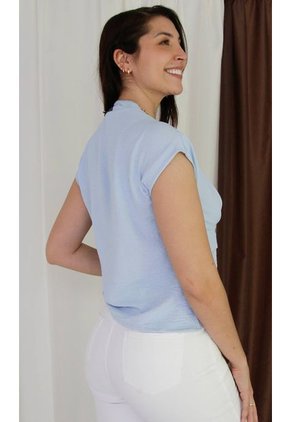 Blusa Para Mujer Manga Corta Azul Claro Marca L&H