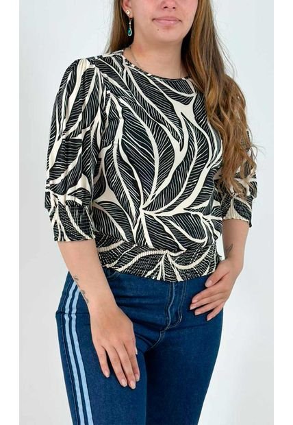 Camiseta Para Mujer Manga 3/4 Negro Marca L&H