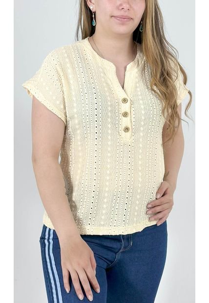 Camiseta Para Mujer Manga 3/4 Amarillo Marca L&H