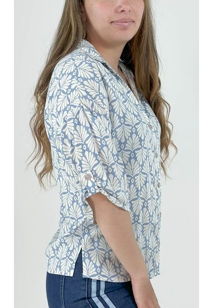 Blusa Para Mujer Manga 3/4 Azul Marca L&H