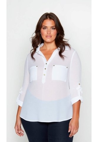 Blusa Para Mujer. Manga 3/4 Blanco Marca L&H Ref. 1F612172 L&H