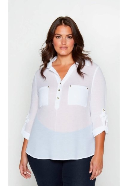 Blusa Para Mujer. Manga 3/4 Blanco Marca L&H Ref. 1F612172