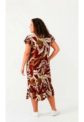 Vestido Para Mujer. Manga Corta Terracota Marca L&H Ref. 1Y617020