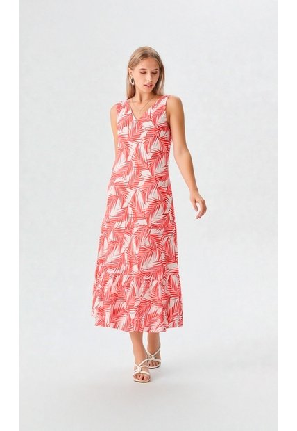 Vestido Para Mujer Manga Sisa Naranja Marca L&H Ref. 2J417066