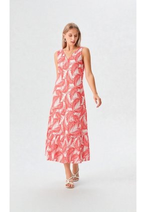 Vestido Para Mujer Manga Sisa Naranja Marca L&H Ref. 2J417066