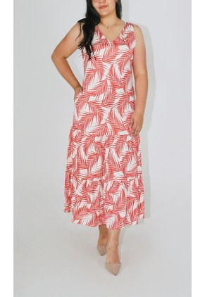 Vestido Para Mujer Manga Sisa Naranja Marca L&H Ref. 2J417066
