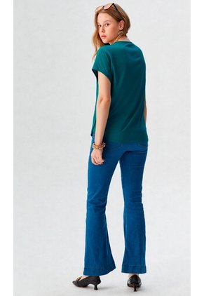 Blusa Para Mujer Manga Corta Verde Marca L&H Ref. 2J412277