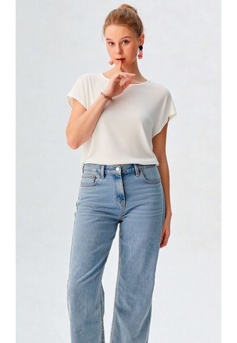 Blusa Para Mujer Manga Corta Crudo Marca L&H Ref. 2J412277 L&H