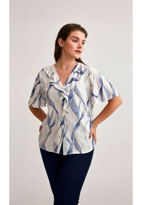 Blusa Para Mujer Manga Corta Azul Marca L&H Ref. 2J412279