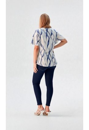 Blusa Para Mujer Manga Corta Azul Marca L&H Ref. 2J412279