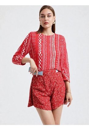 Blusa Para Mujer Manga 3/4 Rojo Marca L&H