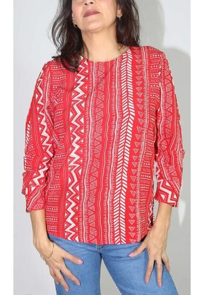 Blusa Para Mujer Manga 3/4 Rojo Marca L&H