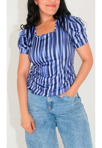 Camiseta Para Mujer Manga Corta Azul Marca L&H L&H