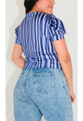 Camiseta Para Mujer Manga Corta Azul Marca L&H