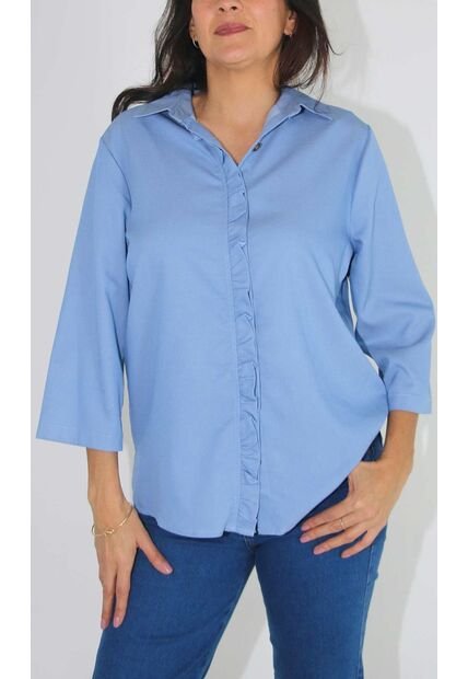 Blusa Para Mujer Manga 3/4 Azul Claro Marca L&H
