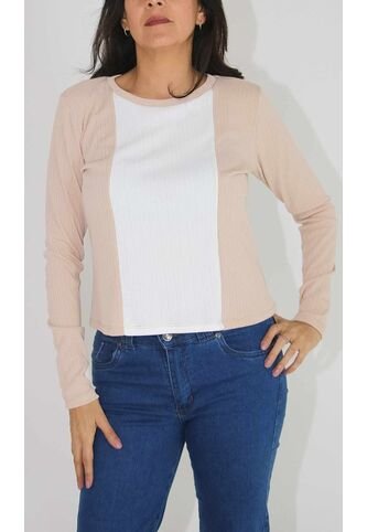 Camiseta Para Mujer Manga Larga Beige Marca L&H L&H