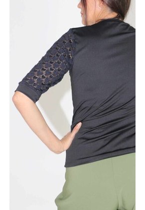 Camiseta Para Mujer Manga 3/4 Negro Marca L&H