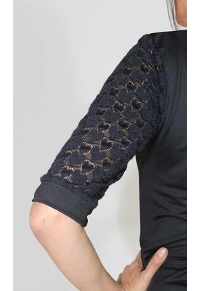 Camiseta Para Mujer Manga 3/4 Negro Marca L&H